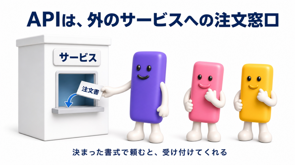 APIは、外のサービスへの注文窓口